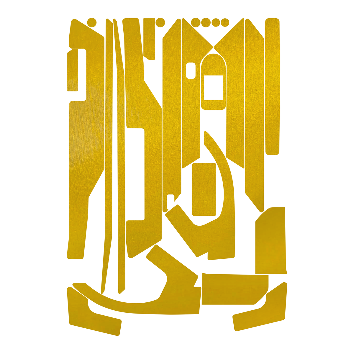 Digitale 2D-Ansicht des geprüften Segway Ninebot F3 Gold-Skin-Formbogens; keine montierte Produktaufnahme.