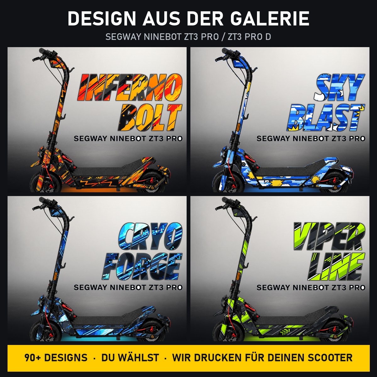 Segway Ninebot ZT3 Pro Skin – Design aus der Galerie, Beispiel-Designs