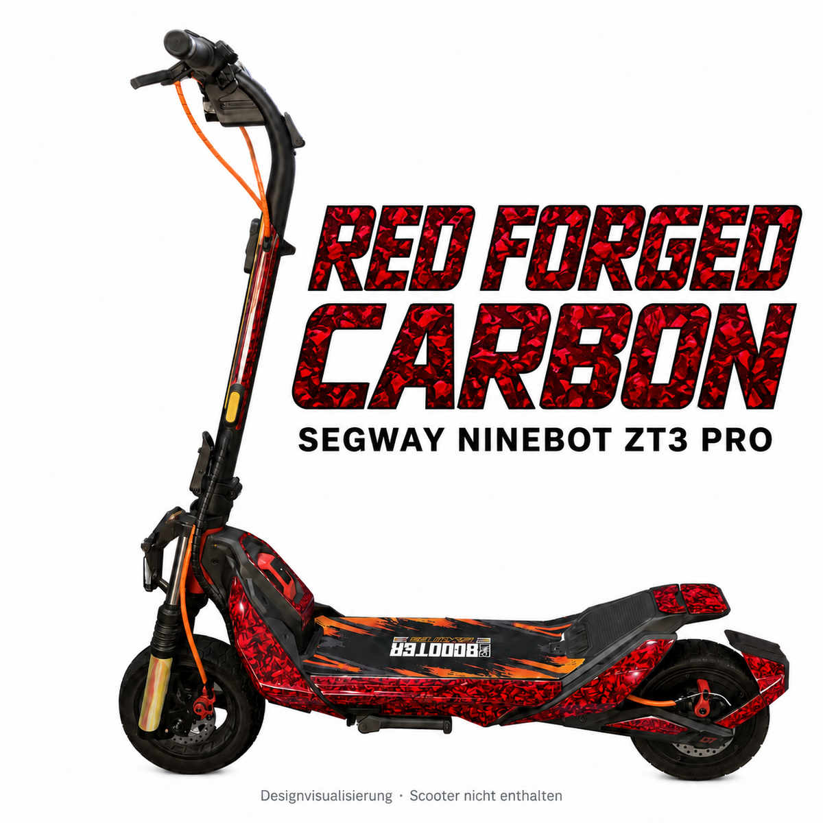 Segway ZT3 Max Skin – RED FORGED CARBON – Designansicht | Escooter Skins