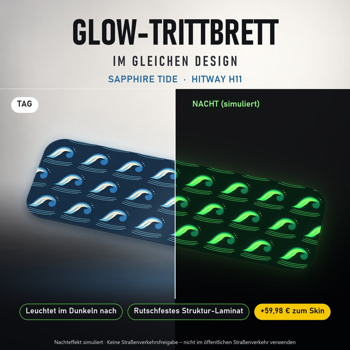 Glow-Trittbrett – SAPPHIRE TIDE, Tag/Nacht