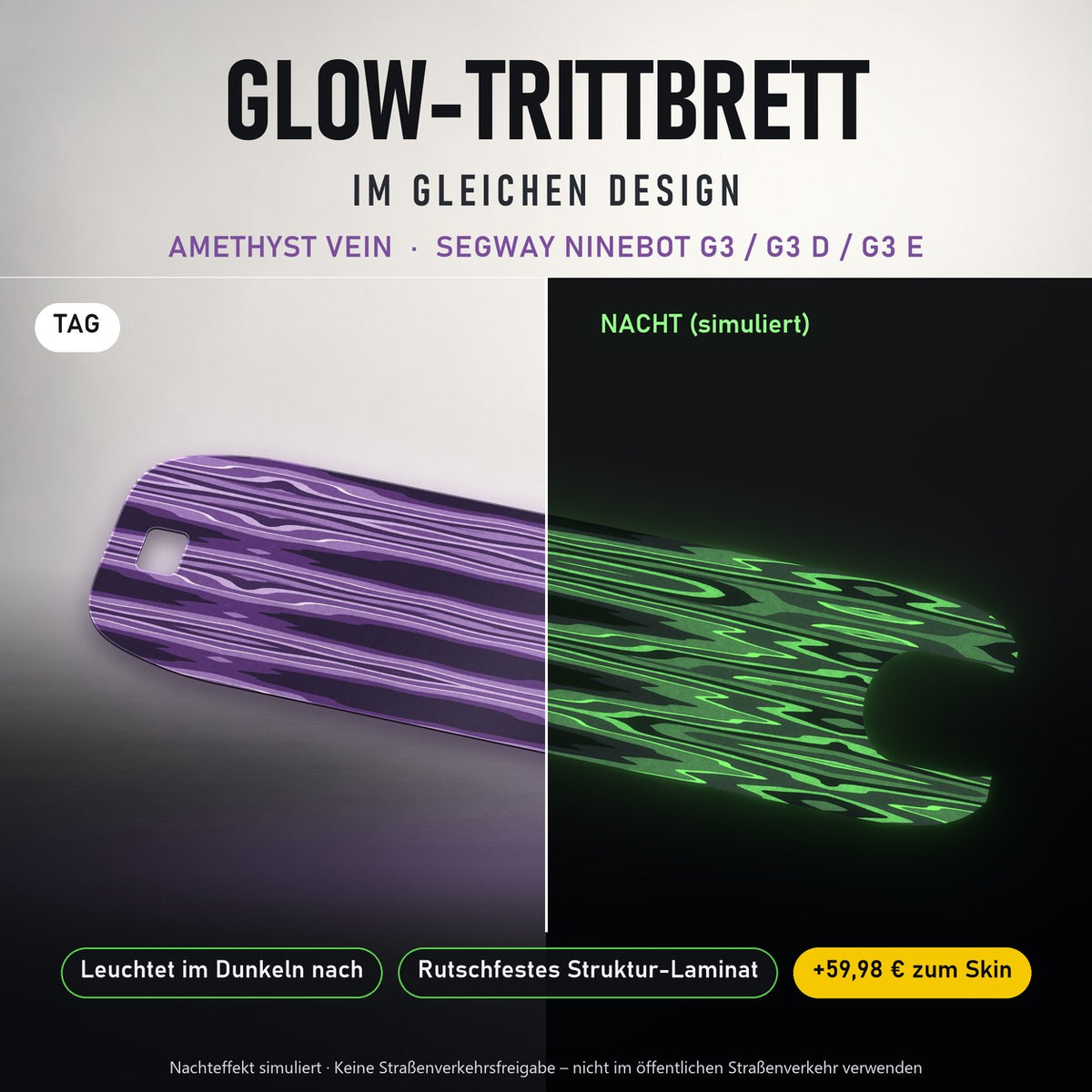 Glow-Trittbrett – AMETHYST VEIN, Tag/Nacht