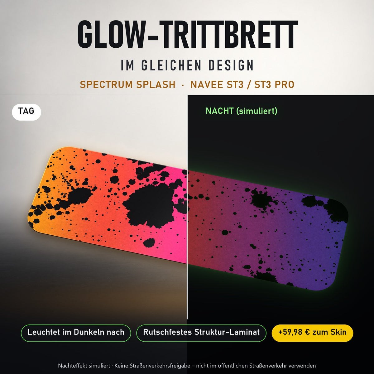 Glow-Trittbrett – SPECTRUM SPLASH, Tag/Nacht