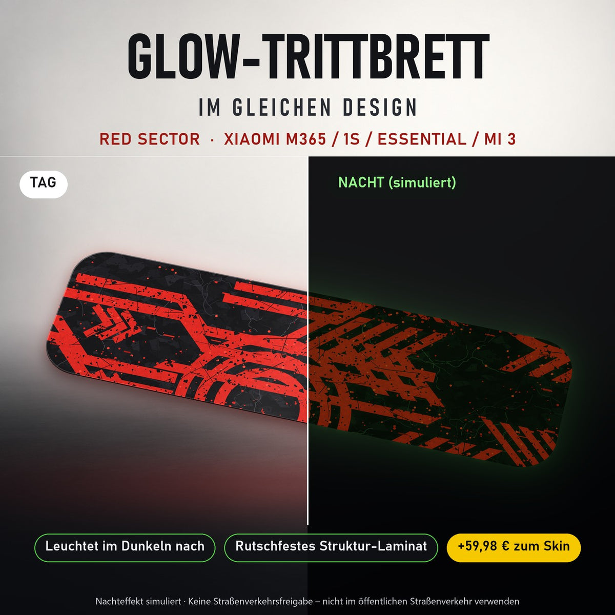 Glow-Trittbrett – RED SECTOR, Tag/Nacht