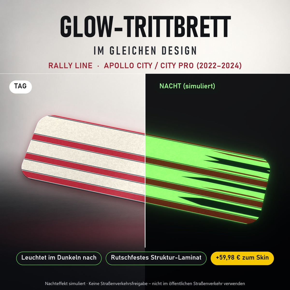 Glow-Trittbrett – RALLY LINE, Tag/Nacht