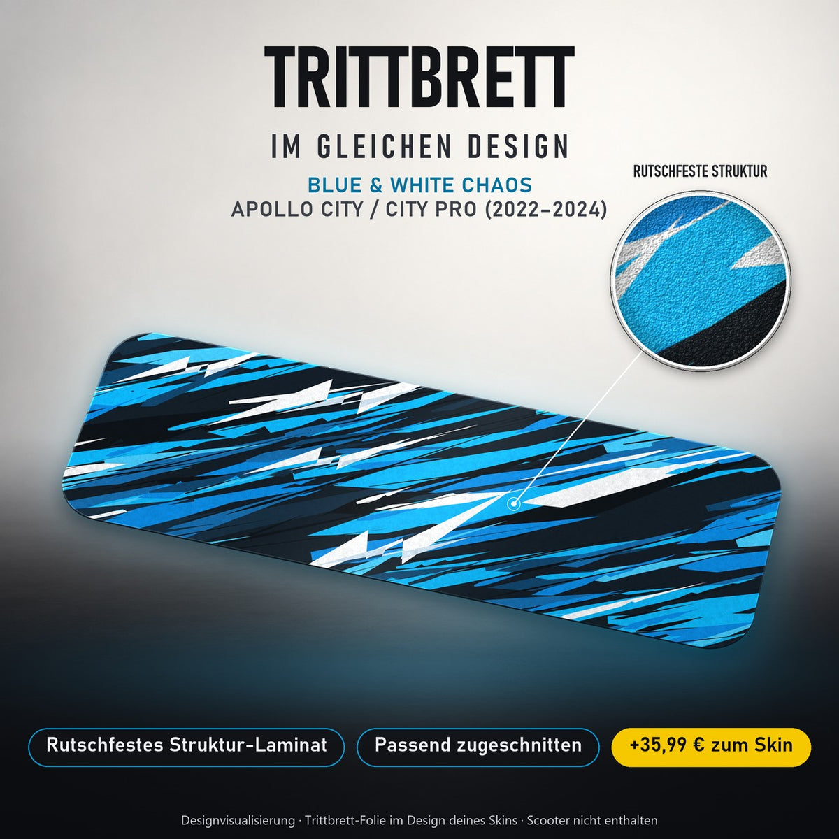 Trittbrett im gleichen Design – BLUE & WHITE CHAOS