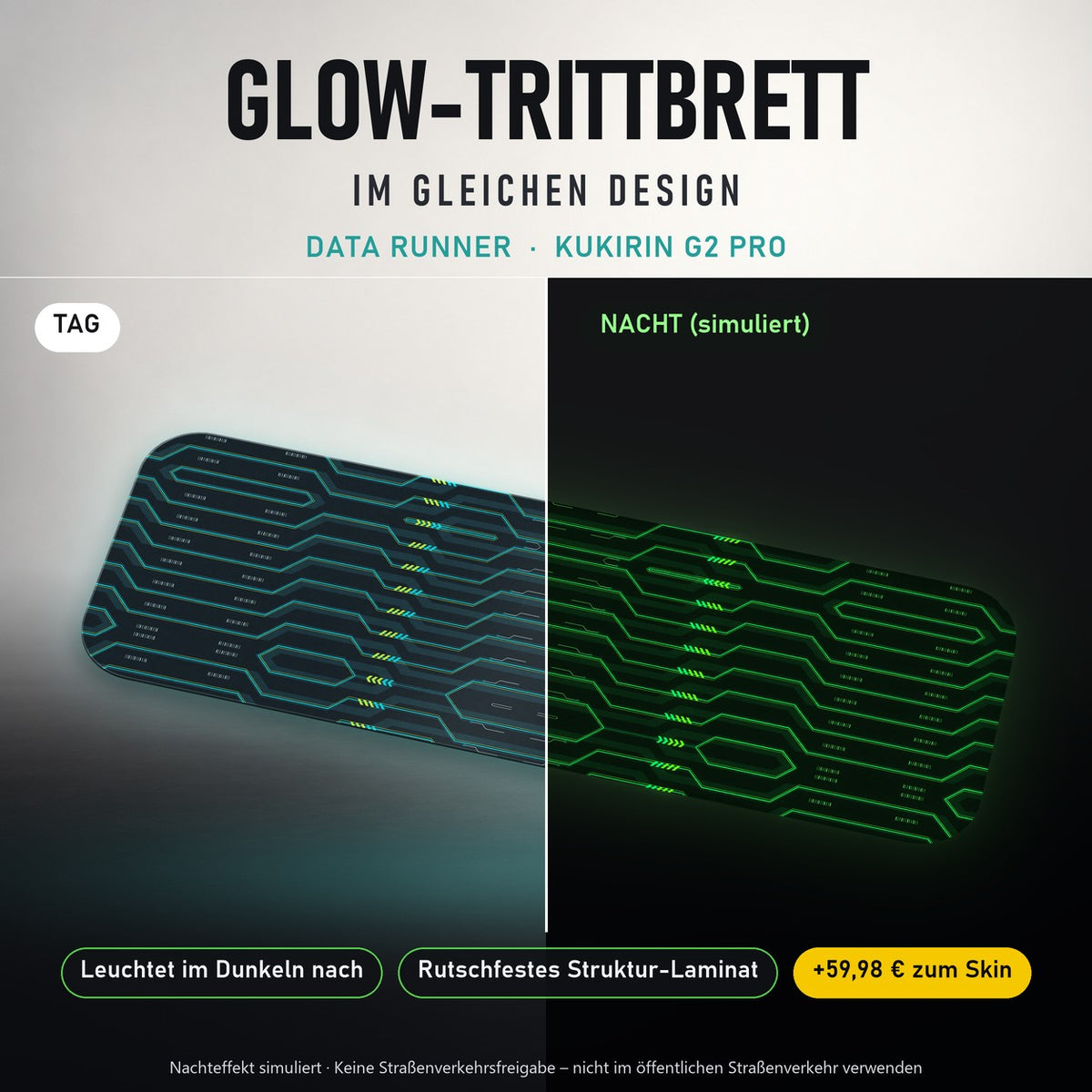 Glow-Trittbrett – DATA RUNNER, Tag/Nacht