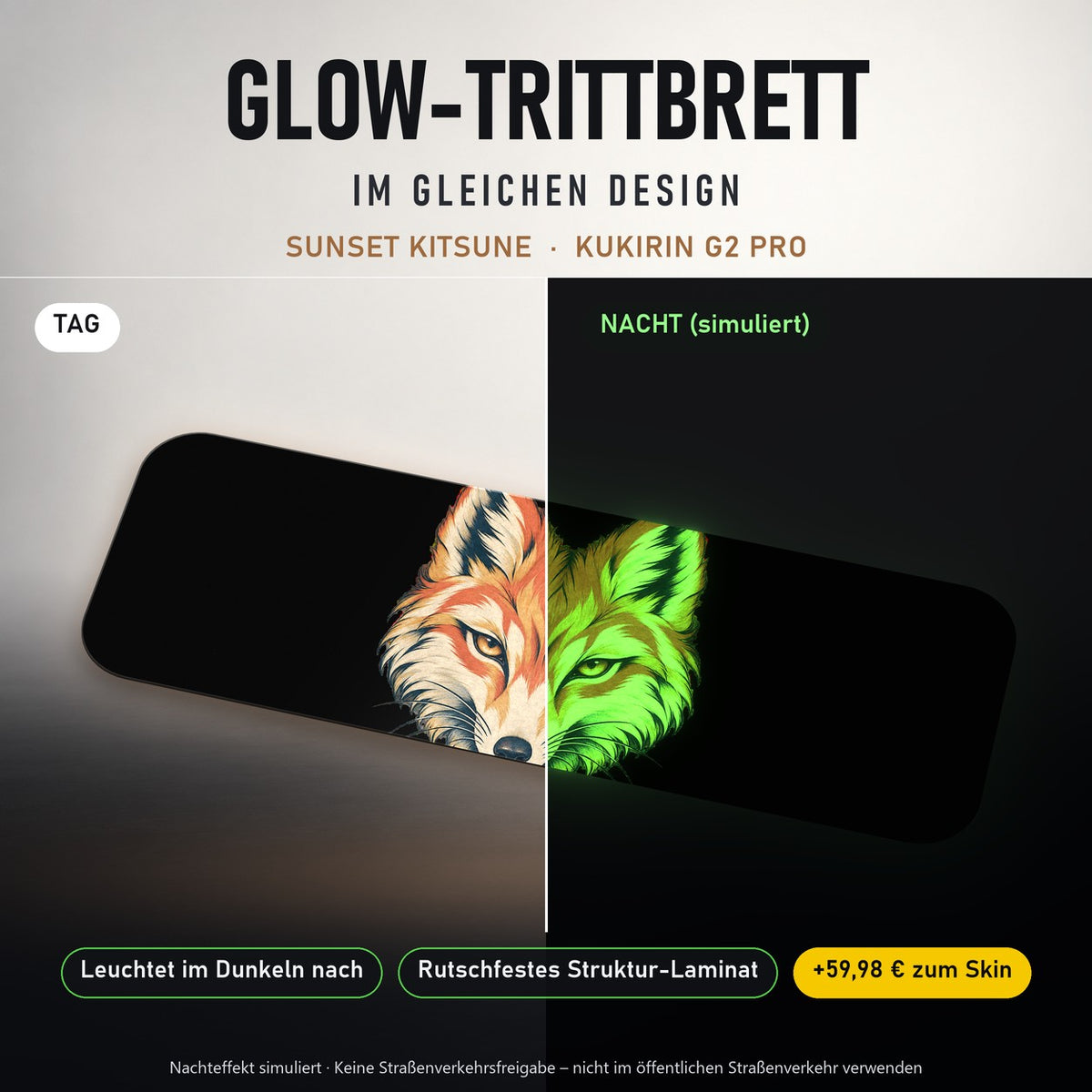 Glow-Trittbrett – SUNSET KITSUNE, Tag/Nacht