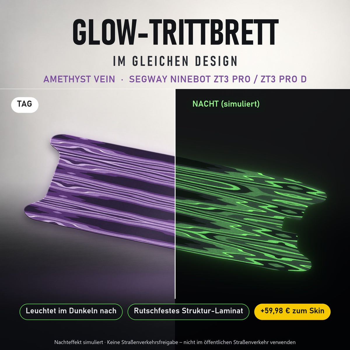 Glow-Trittbrett – AMETHYST VEIN, Tag/Nacht