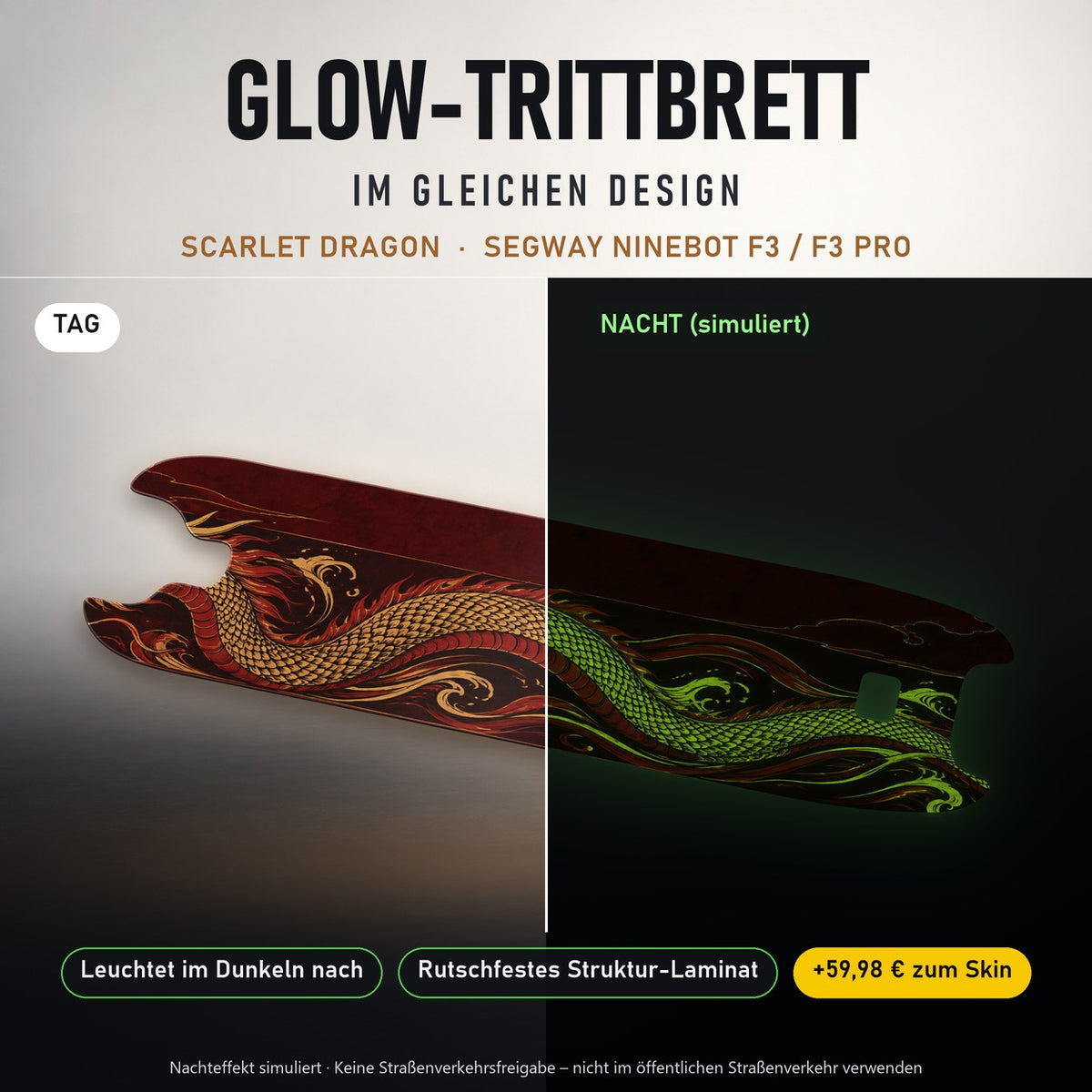 Glow-Trittbrett – SCARLET DRAGON, Tag/Nacht
