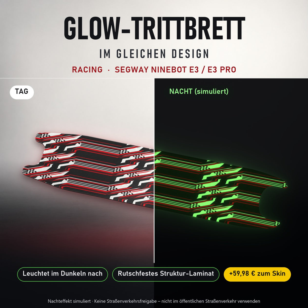 Glow-Trittbrett – RACING, Tag/Nacht