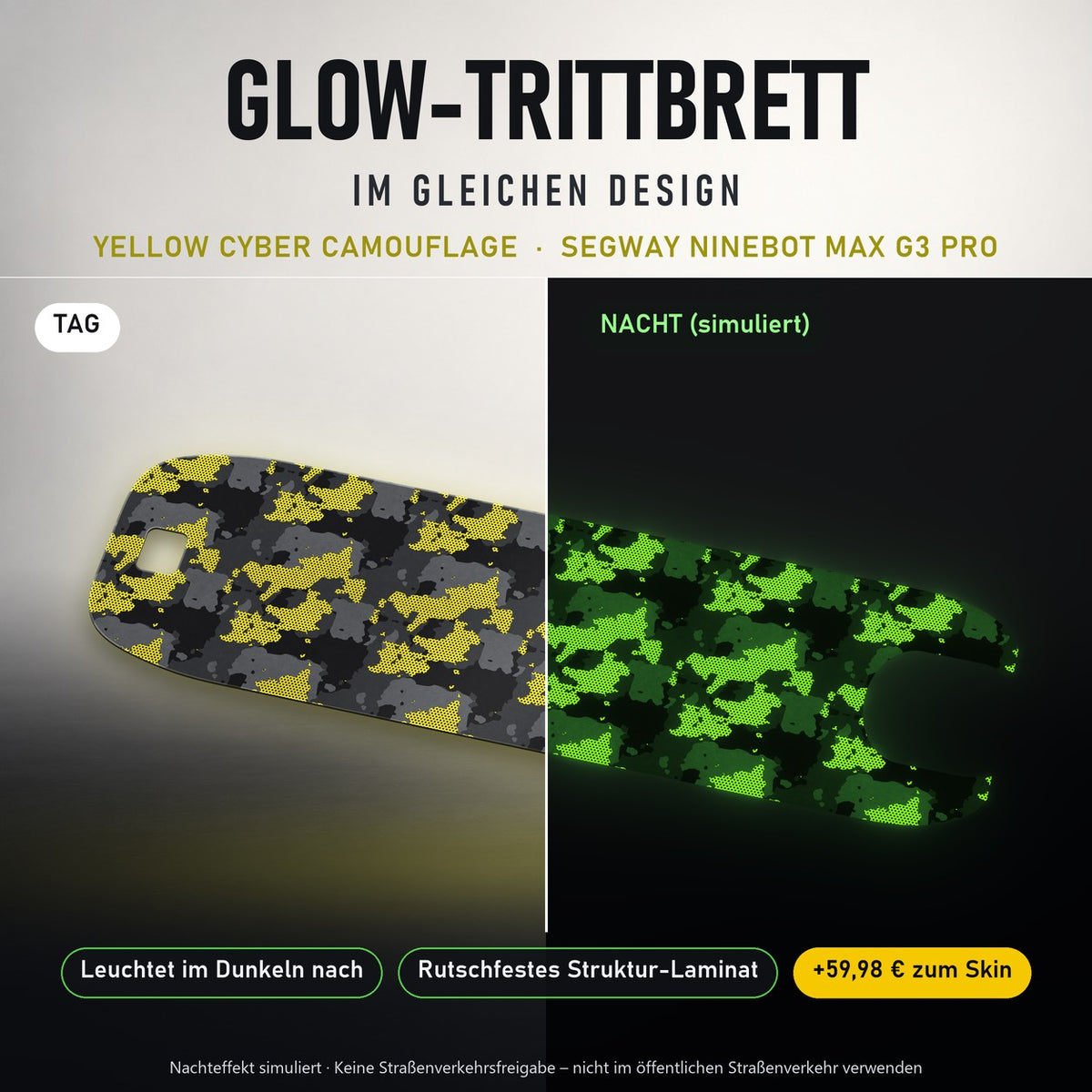 Glow-Trittbrett – YELLOW CYBER CAMOUFLAGE, Tag/Nacht
