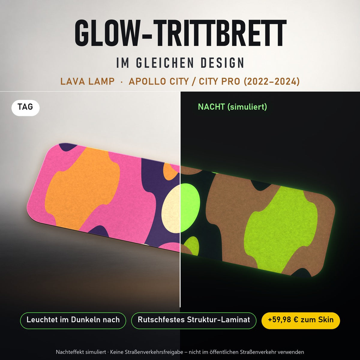 Glow-Trittbrett – LAVA LAMP, Tag/Nacht