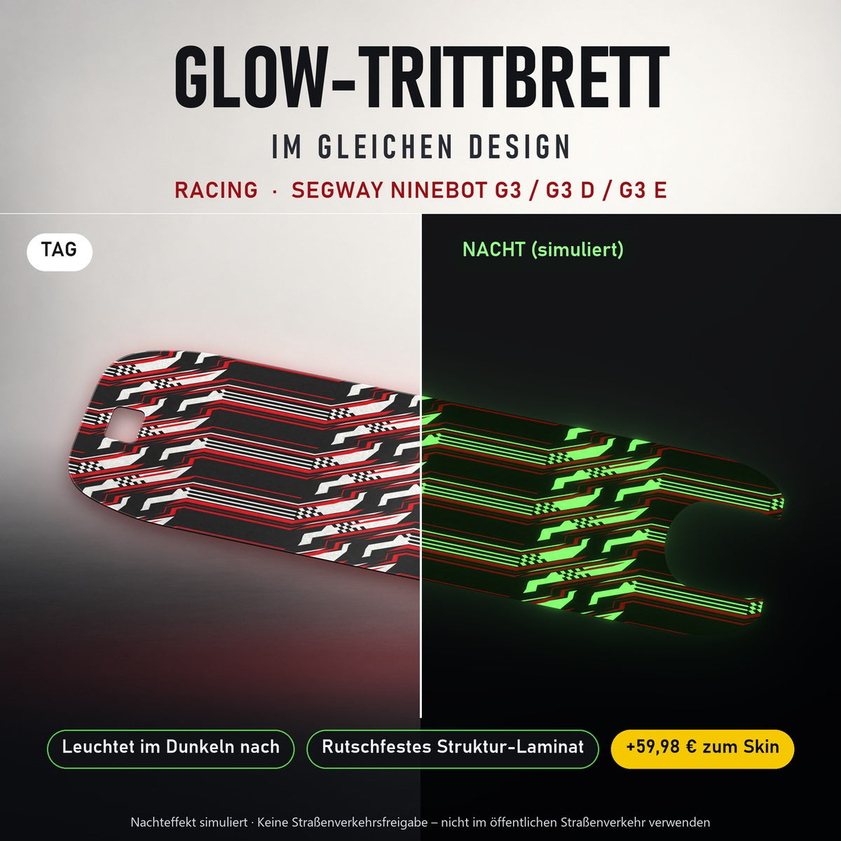 Glow-Trittbrett – RACING, Tag/Nacht