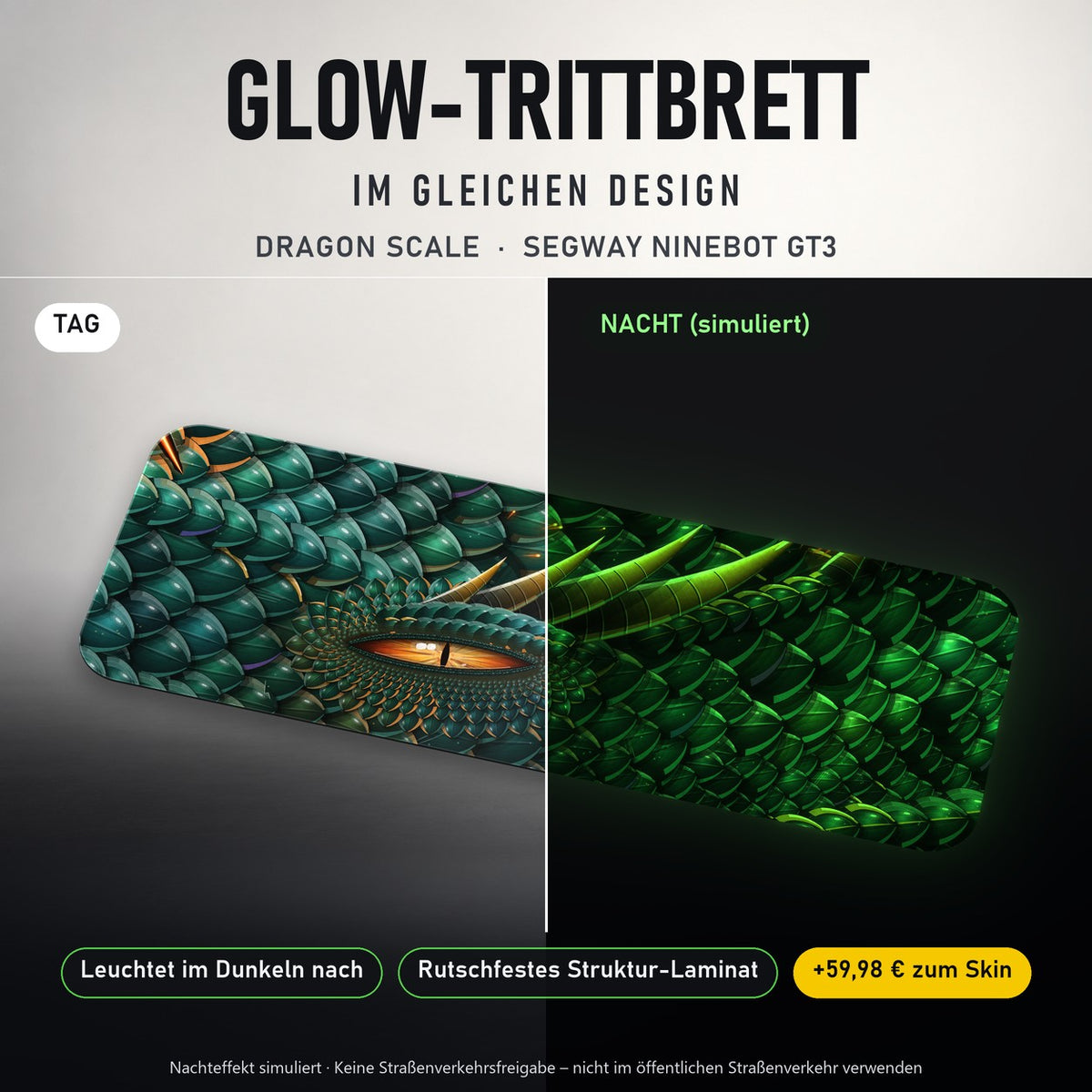 Glow-Trittbrett – DRAGON SCALE, Tag/Nacht