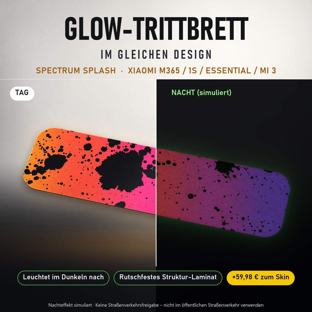 Glow-Trittbrett – SPECTRUM SPLASH, Tag/Nacht