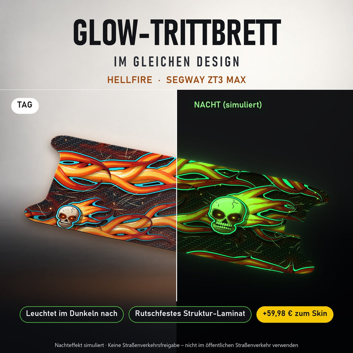 Glow-Trittbrett – HELLFIRE, Tag/Nacht