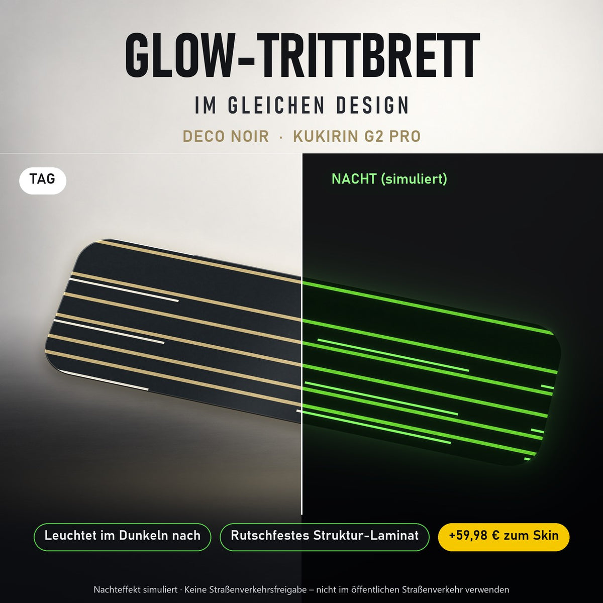 Glow-Trittbrett – DECO NOIR, Tag/Nacht