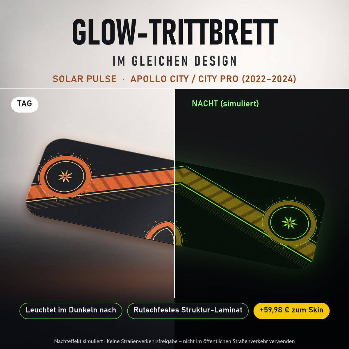 Glow-Trittbrett – SOLAR PULSE, Tag/Nacht