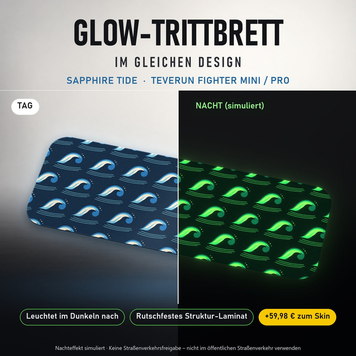 Glow-Trittbrett – SAPPHIRE TIDE, Tag/Nacht