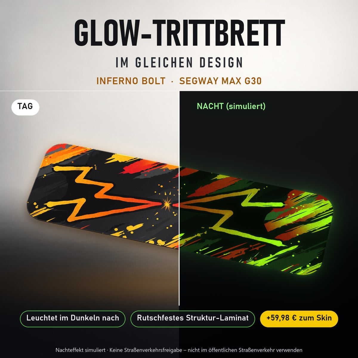 Glow-Trittbrett – INFERNO BOLT, Tag/Nacht