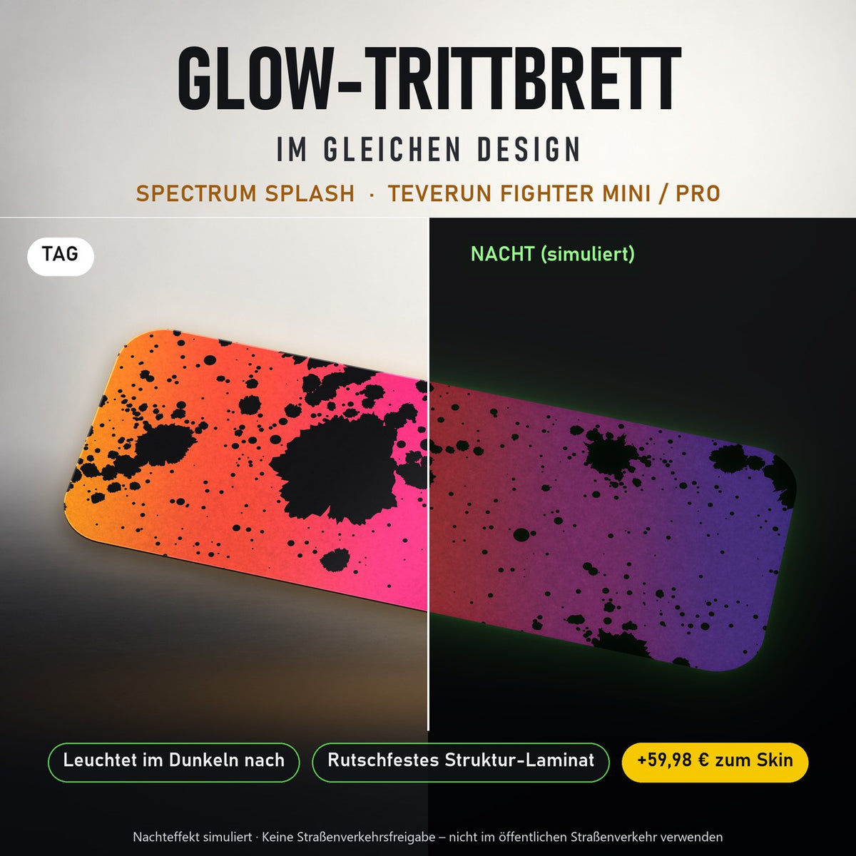 Glow-Trittbrett – SPECTRUM SPLASH, Tag/Nacht