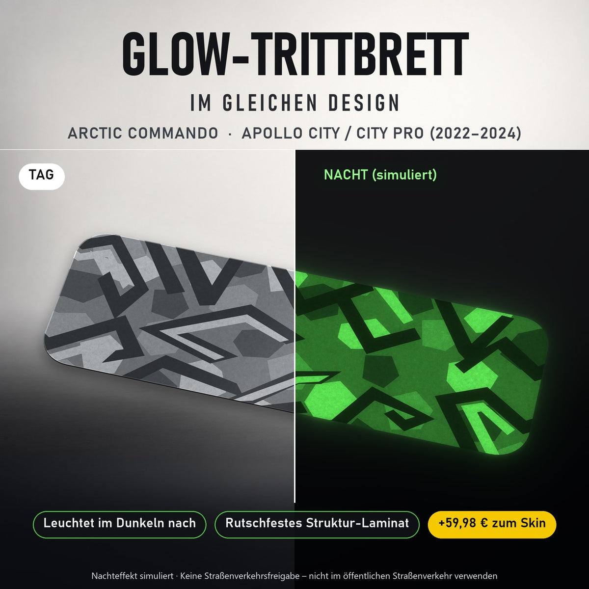 Glow-Trittbrett – ARCTIC COMMANDO, Tag/Nacht