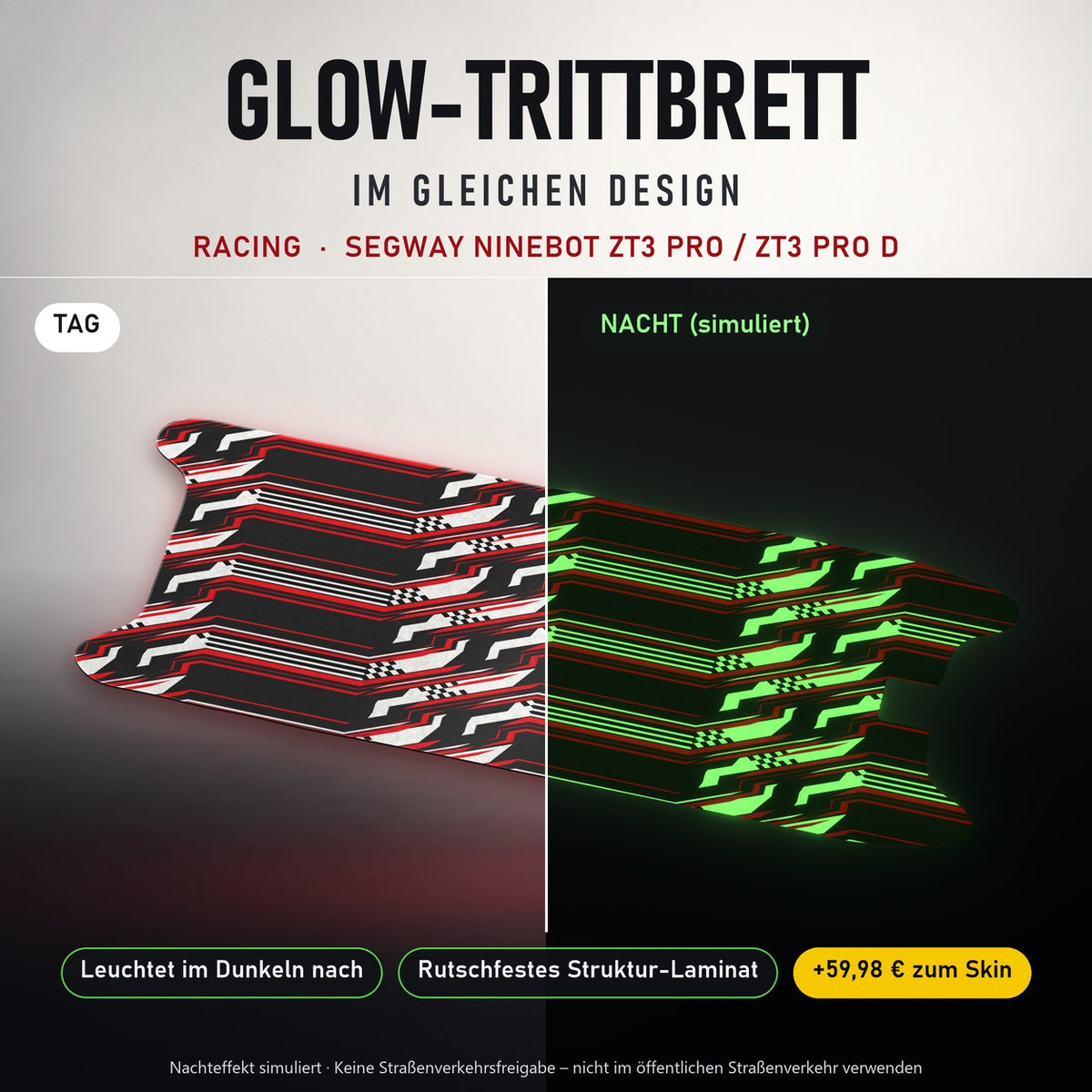 Glow-Trittbrett – RACING, Tag/Nacht