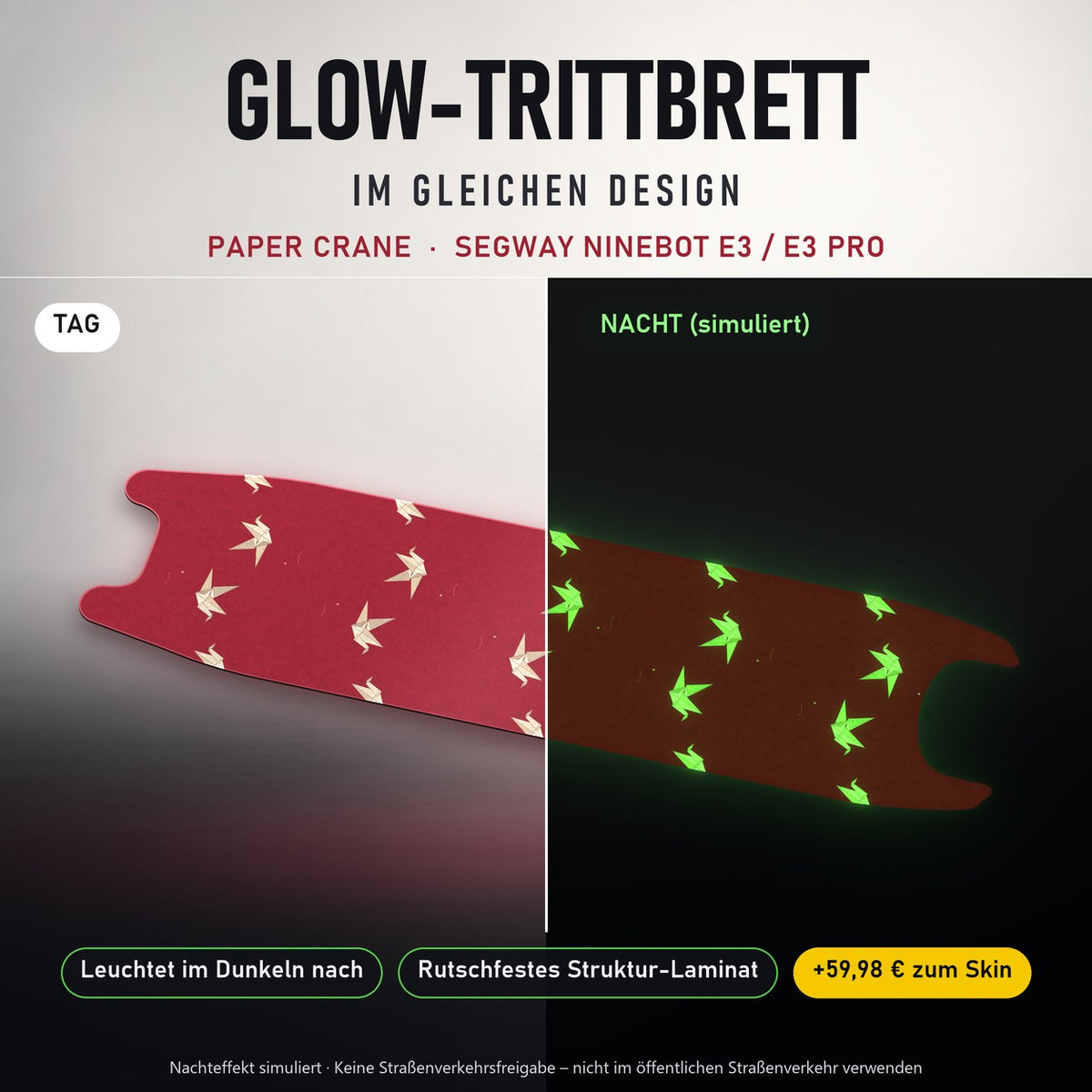 Glow-Trittbrett – PAPER CRANE, Tag/Nacht