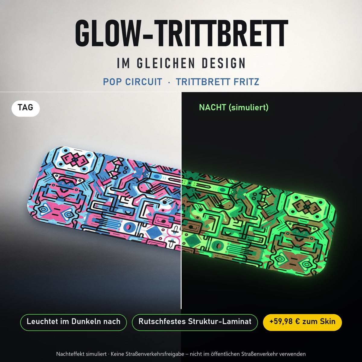 Glow-Trittbrett – POP CIRCUIT, Tag/Nacht