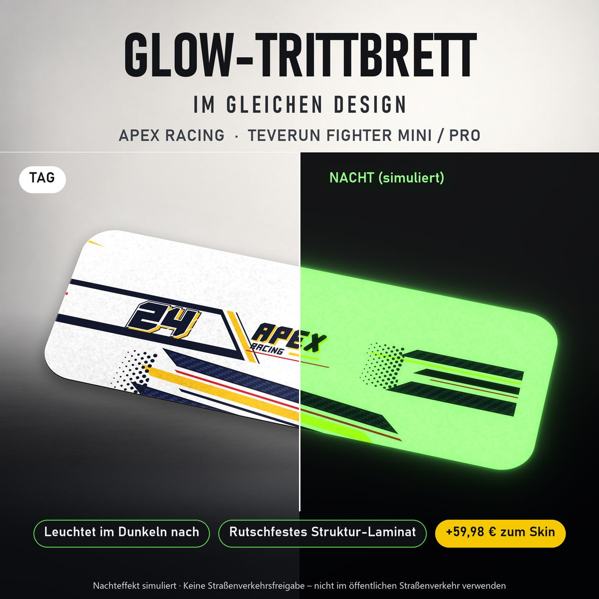 Glow-Trittbrett – APEX RACING, Tag/Nacht