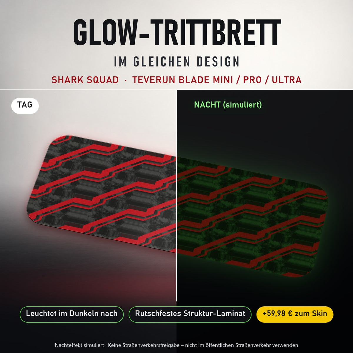Glow-Trittbrett – SHARK SQUAD, Tag/Nacht