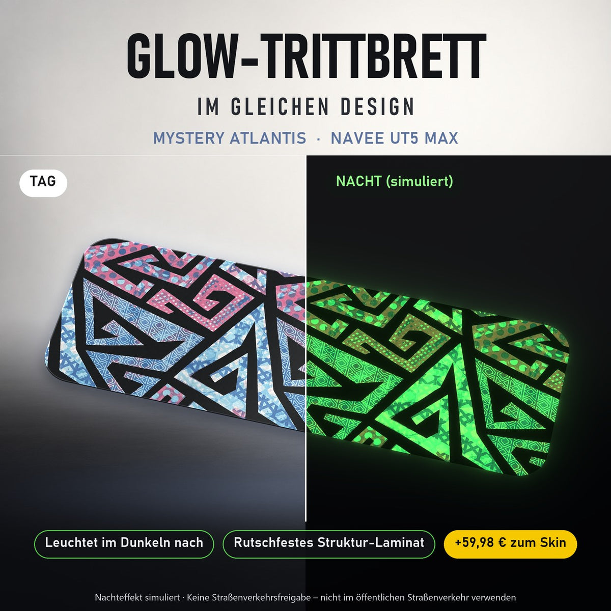 Glow-Trittbrett – MYSTERY ATLANTIS, Tag/Nacht
