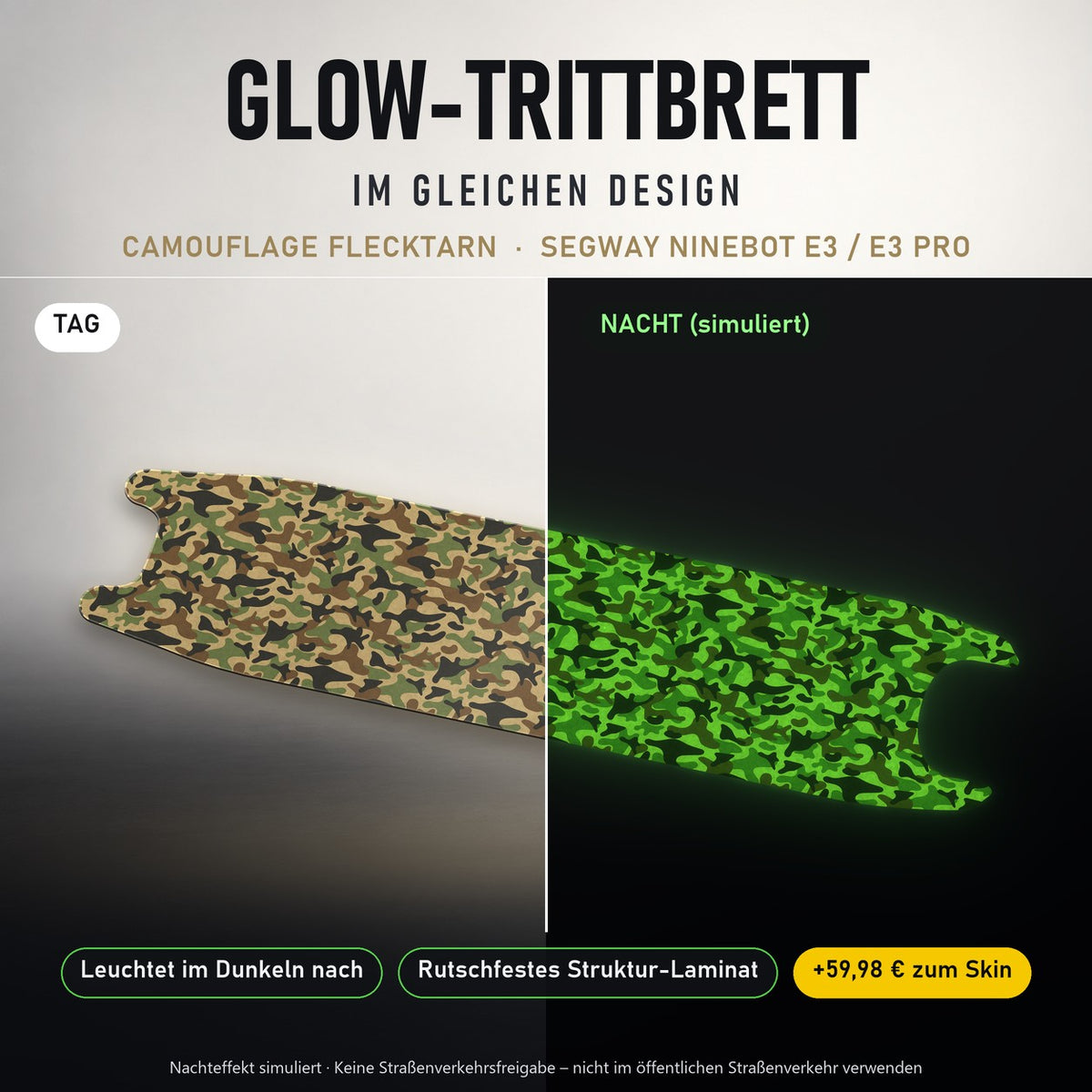 Glow-Trittbrett – CAMOUFLAGE FLECKTARN, Tag/Nacht