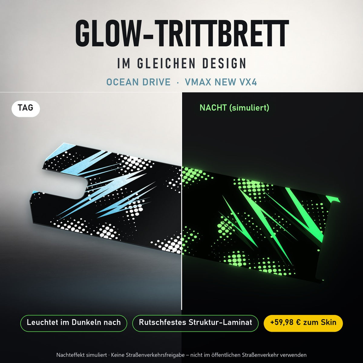 Glow-Trittbrett – OCEAN DRIVE, Tag/Nacht