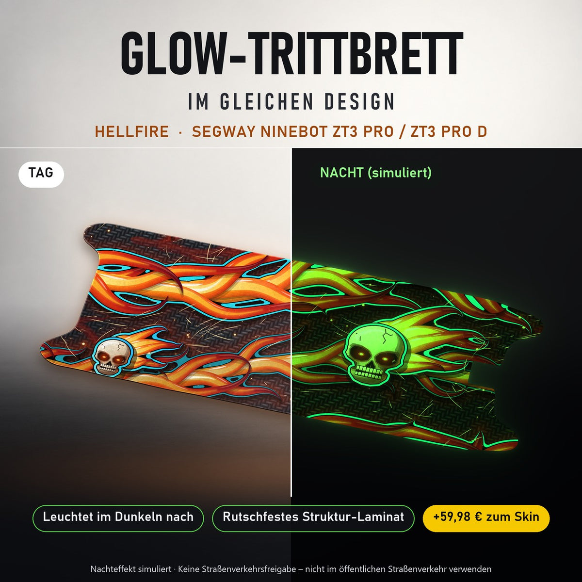 Glow-Trittbrett – HELLFIRE, Tag/Nacht