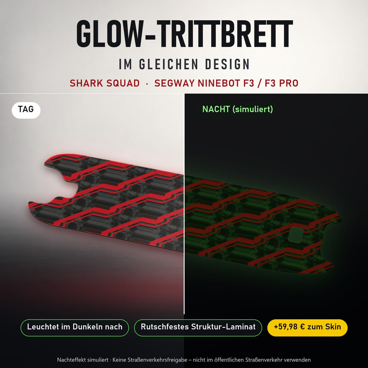 Glow-Trittbrett – SHARK SQUAD, Tag/Nacht