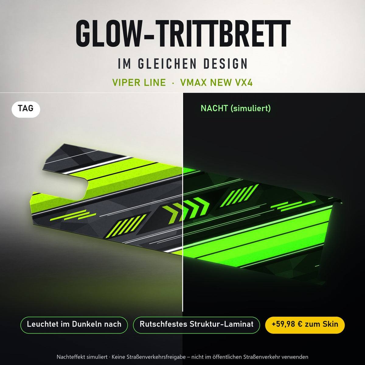 Glow-Trittbrett – VIPER LINE, Tag/Nacht