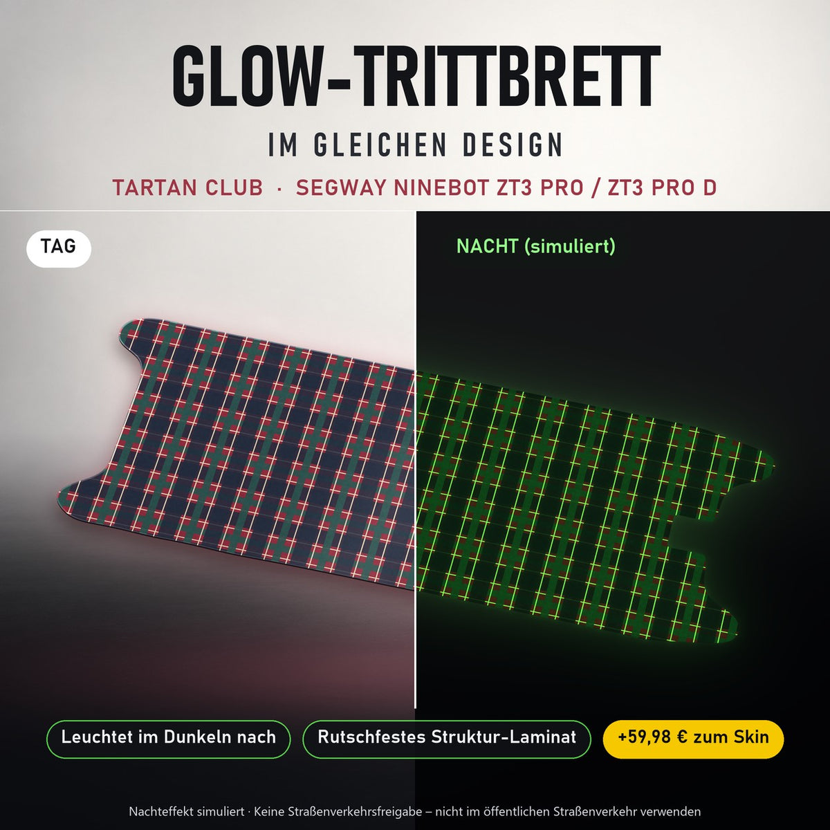 Glow-Trittbrett – TARTAN CLUB, Tag/Nacht
