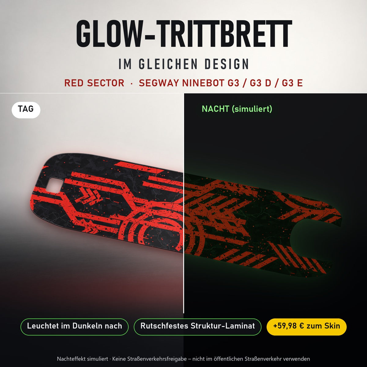 Glow-Trittbrett – RED SECTOR, Tag/Nacht