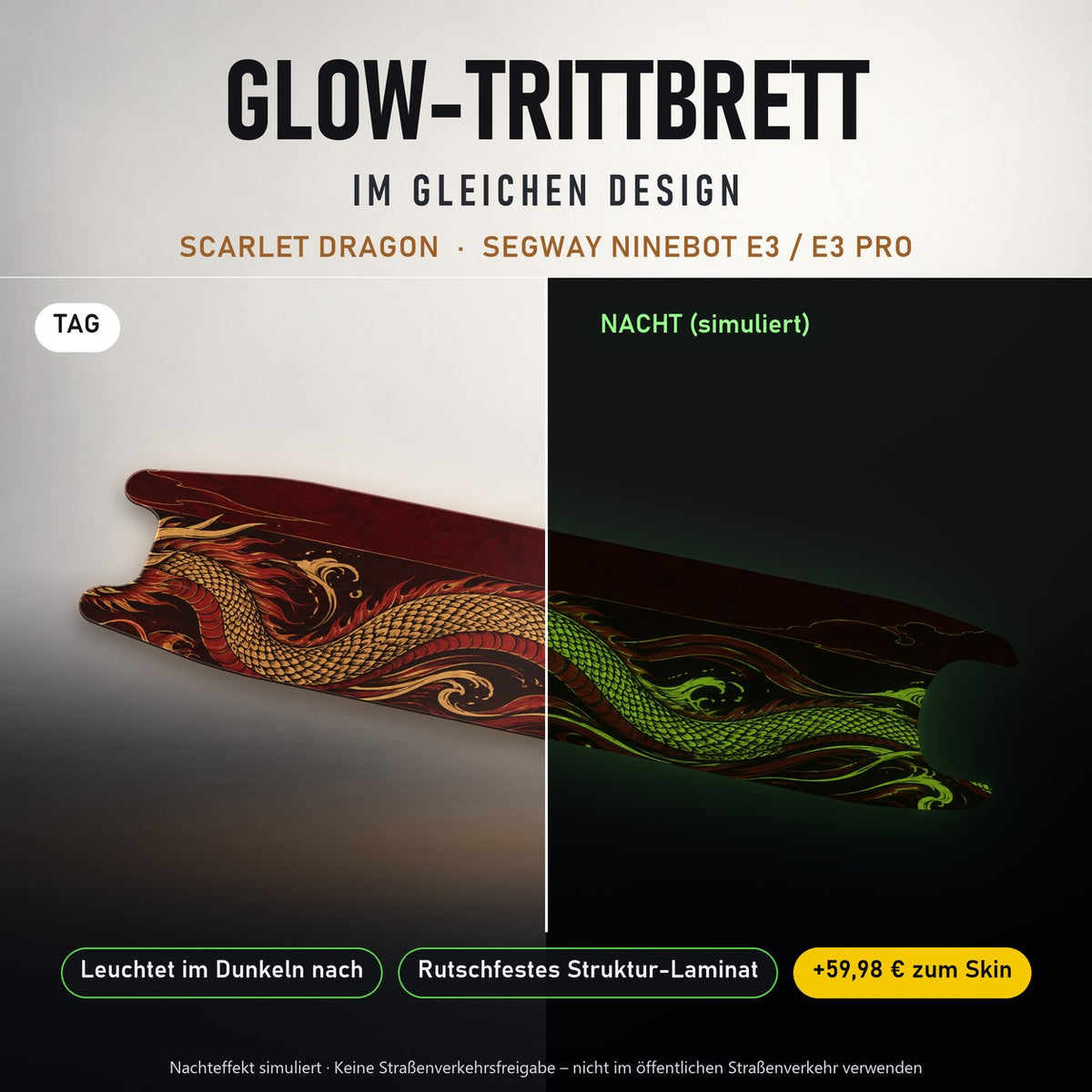 Glow-Trittbrett – SCARLET DRAGON, Tag/Nacht