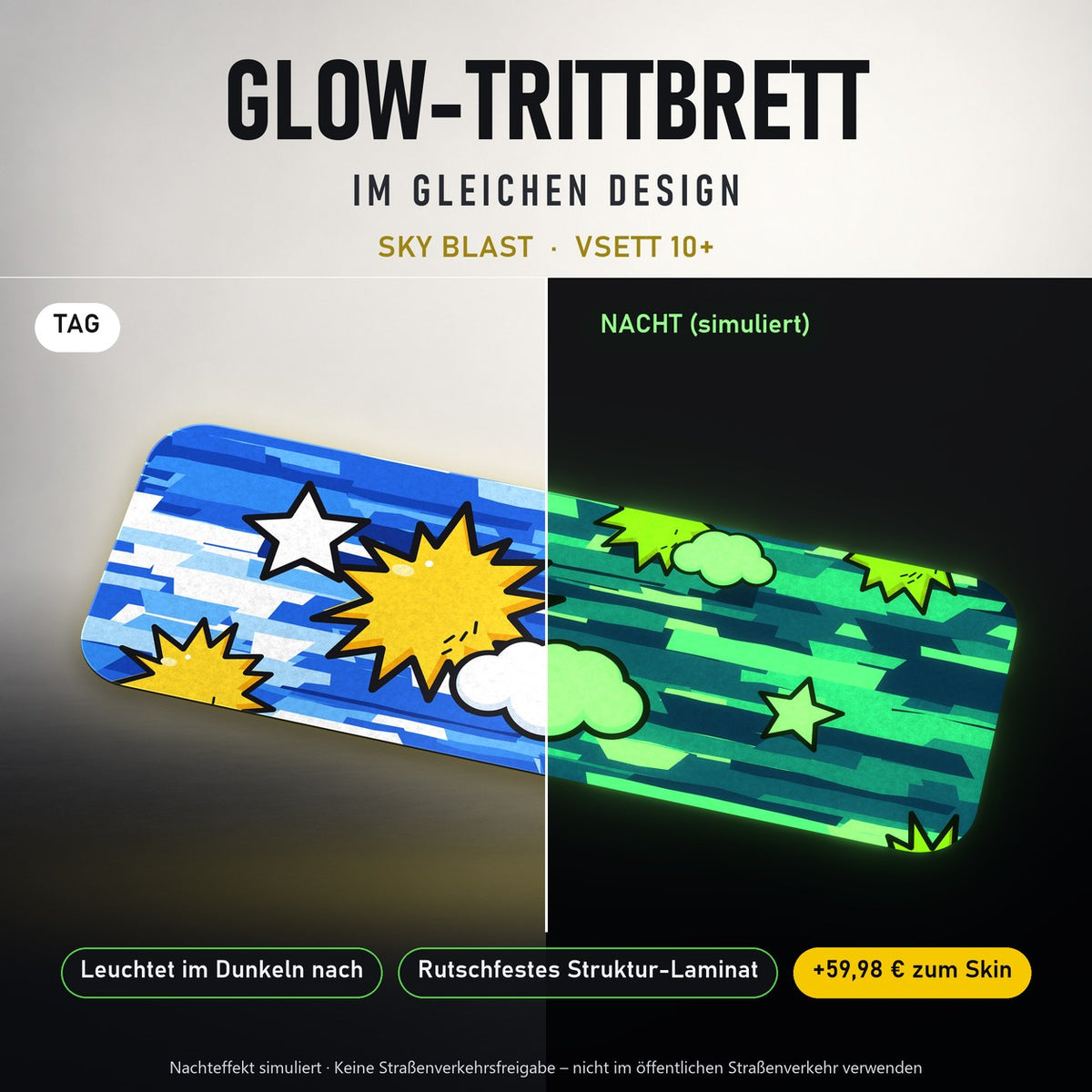 Glow-Trittbrett – SKY BLAST, Tag/Nacht