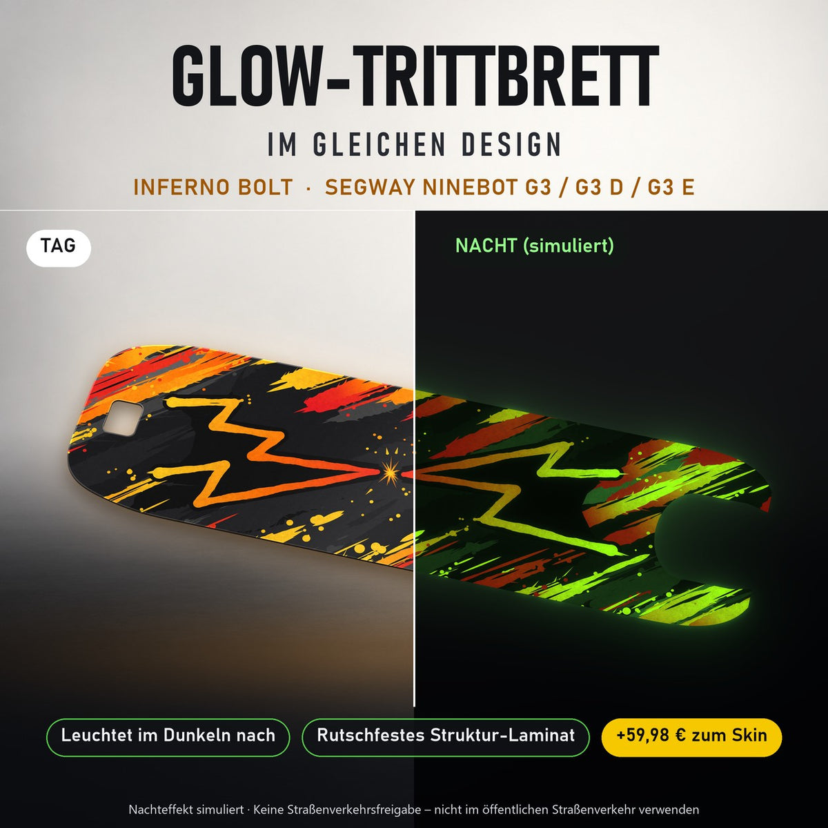 Glow-Trittbrett – INFERNO BOLT, Tag/Nacht