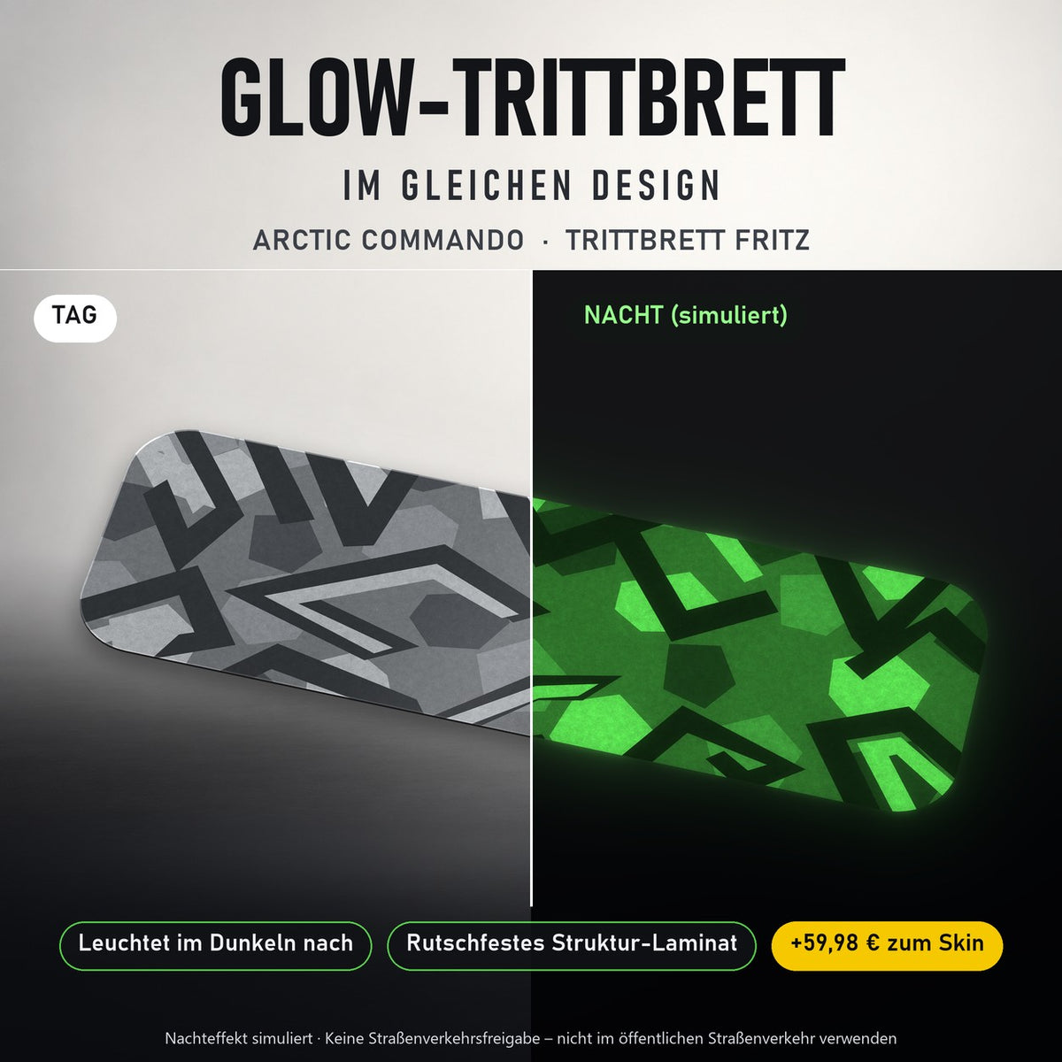 Glow-Trittbrett – ARCTIC COMMANDO, Tag/Nacht