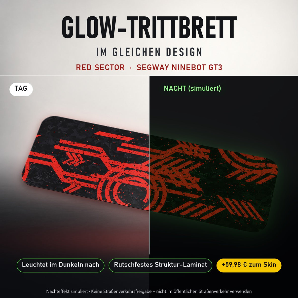 Glow-Trittbrett – RED SECTOR, Tag/Nacht