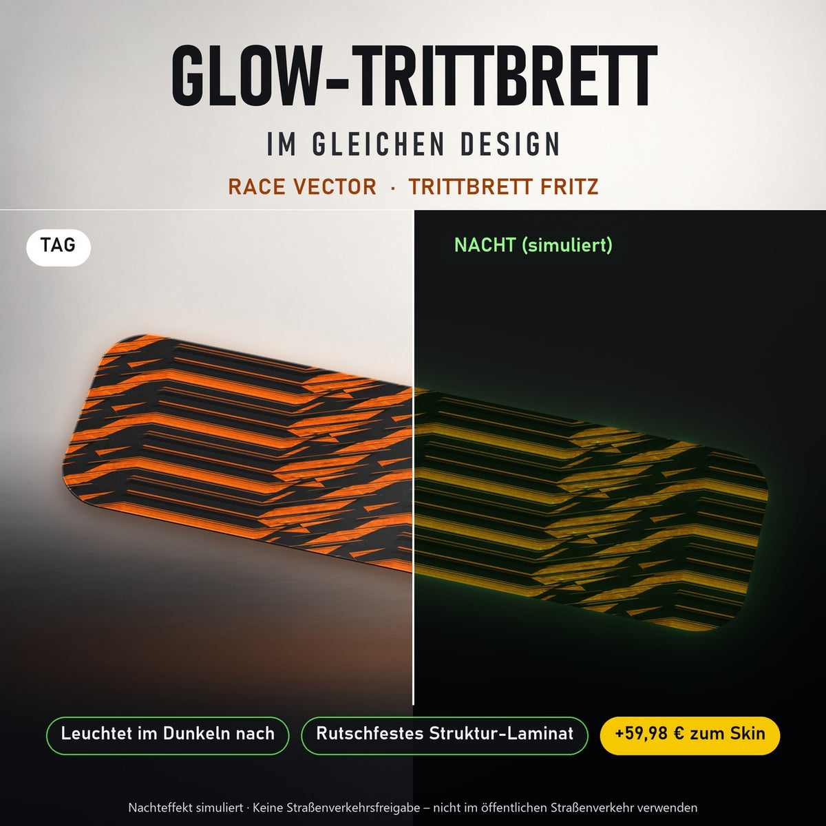Glow-Trittbrett – RACE VECTOR, Tag/Nacht