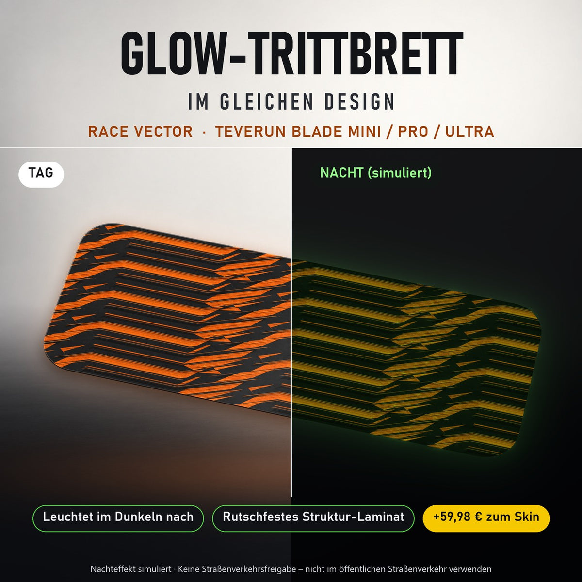 Glow-Trittbrett – RACE VECTOR, Tag/Nacht