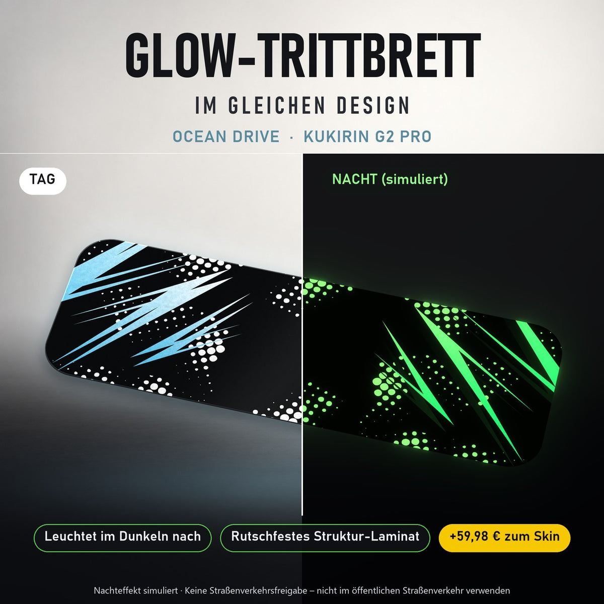 Glow-Trittbrett – OCEAN DRIVE, Tag/Nacht