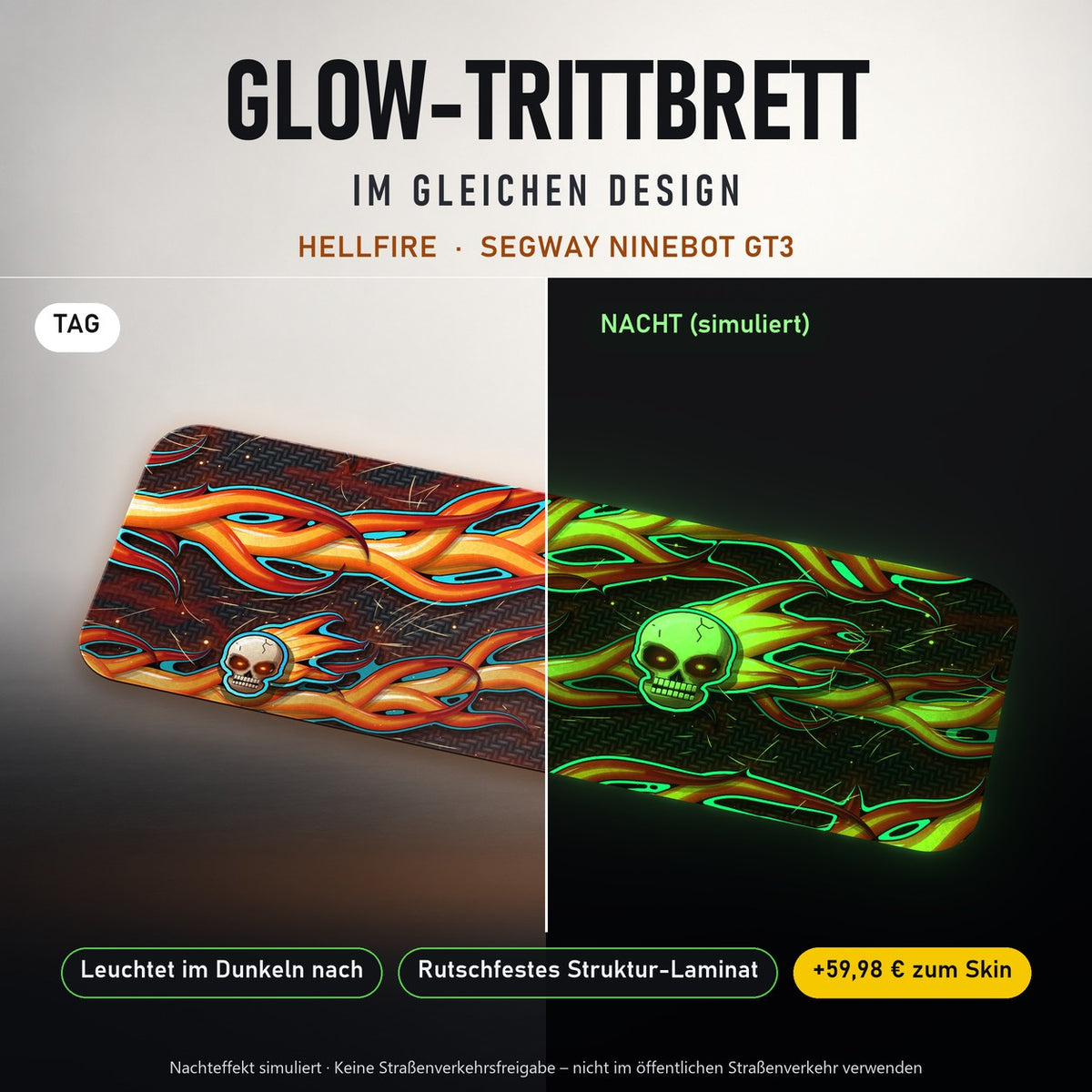 Glow-Trittbrett – HELLFIRE, Tag/Nacht