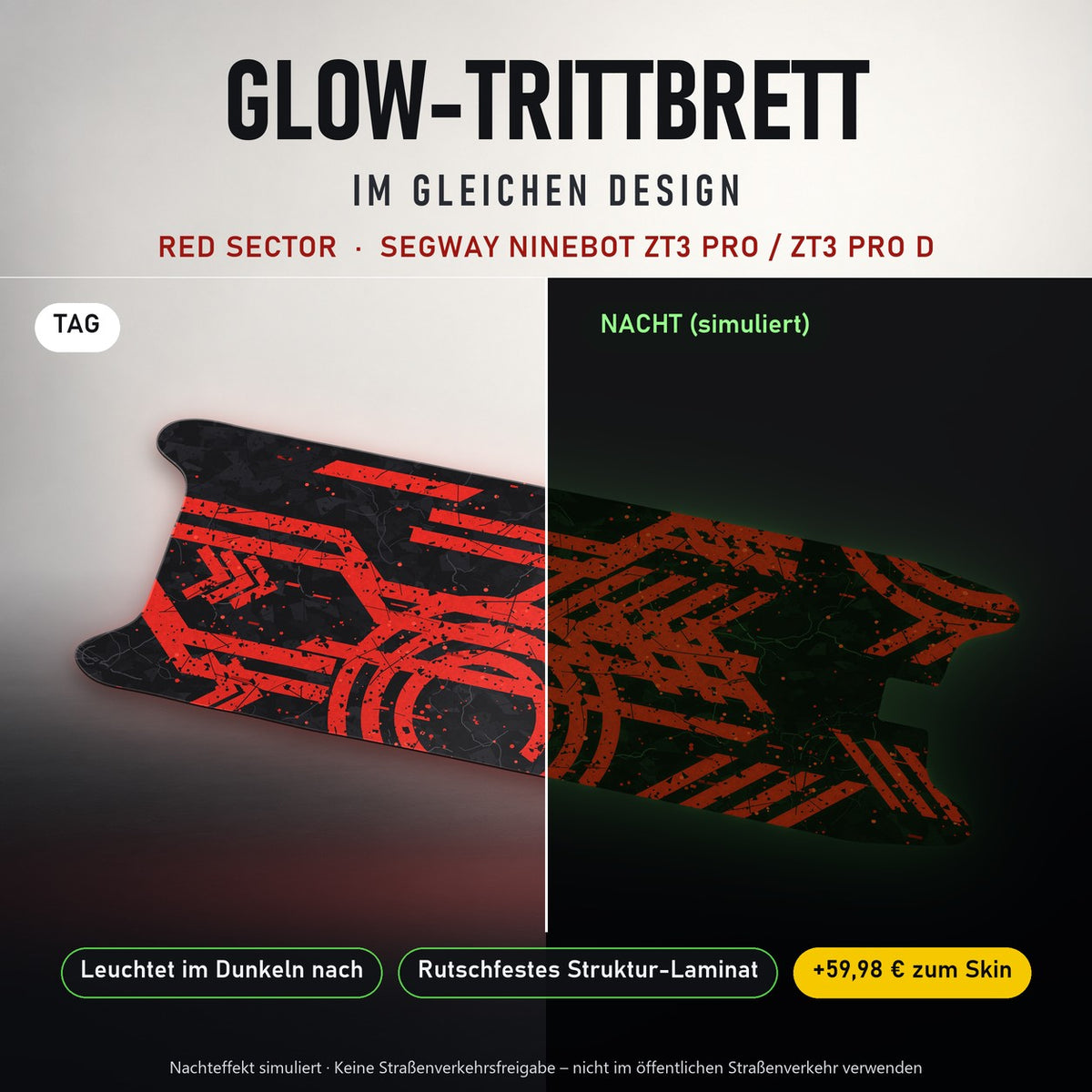 Glow-Trittbrett – RED SECTOR, Tag/Nacht