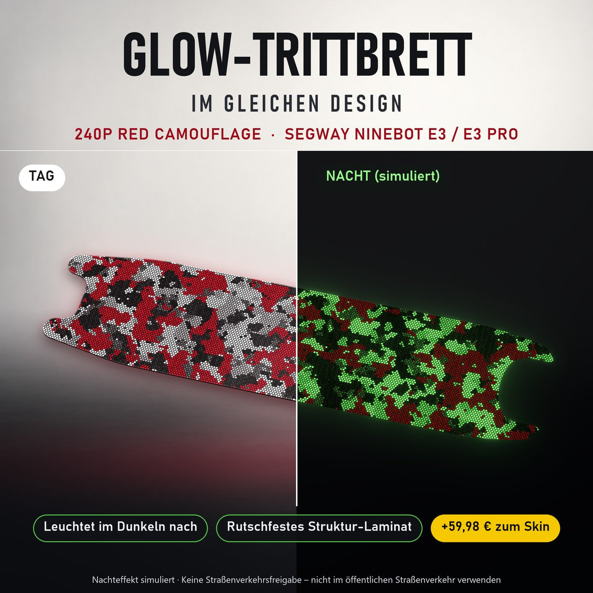 Glow-Trittbrett – 240P RED CAMOUFLAGE, Tag/Nacht